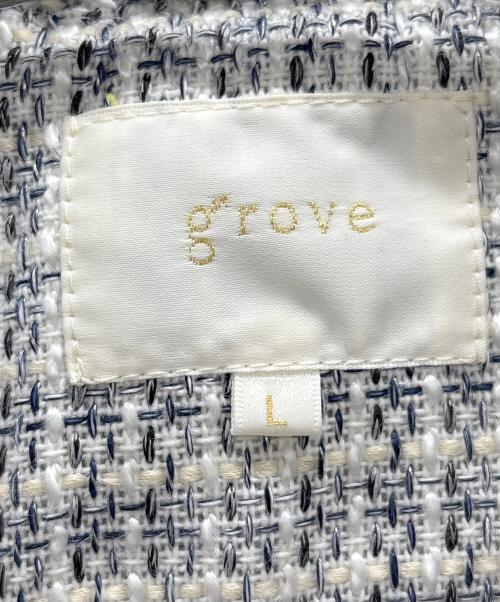 grove（グローブ）grove (グローブ) フリンジツイードジャケット ブラック×ホワイト サイズ:Lの古着・服飾アイテム