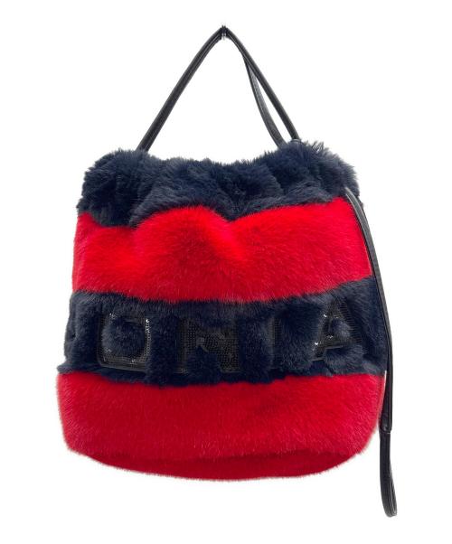 SONIA RYKIEL（ソニア リキエル）SONIA RYKIEL (ソニア リキエル) エコファーショルダーバッグ ネイビー×レッドの古着・服飾アイテム