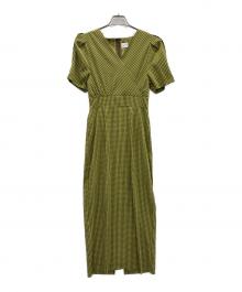 Katrin（カトリン）の古着「v-neck maxi onepiece」｜グリーン×ブラウン