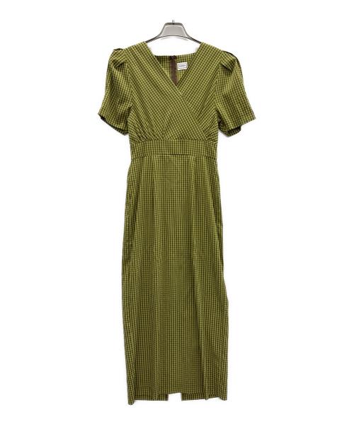 Katrin（カトリン）Katrin (カトリン) v-neck maxi onepiece グリーン×ブラウン サイズ:Sの古着・服飾アイテム