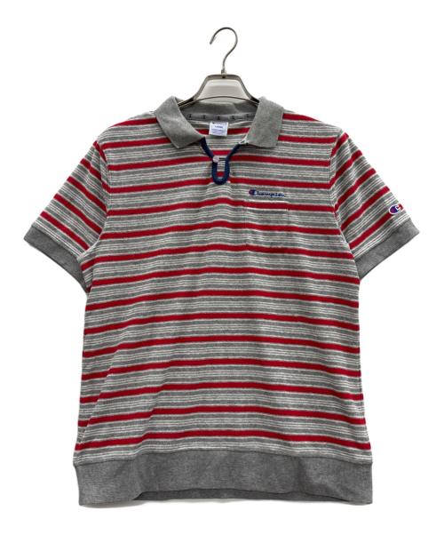 Champion（チャンピオン）Champion (チャンピオン) ポロシャツ グレー×レッド サイズ:Lの古着・服飾アイテム