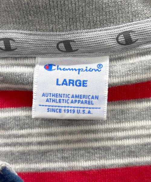 Champion（チャンピオン）Champion (チャンピオン) ポロシャツ グレー×レッド サイズ:Lの古着・服飾アイテム