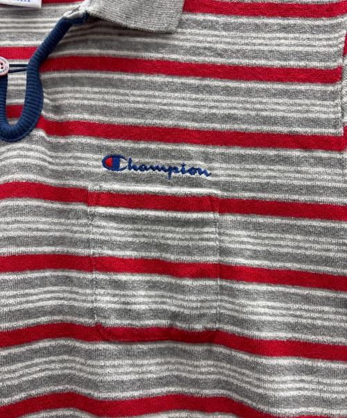 Champion（チャンピオン）Champion (チャンピオン) ポロシャツ グレー×レッド サイズ:Lの古着・服飾アイテム