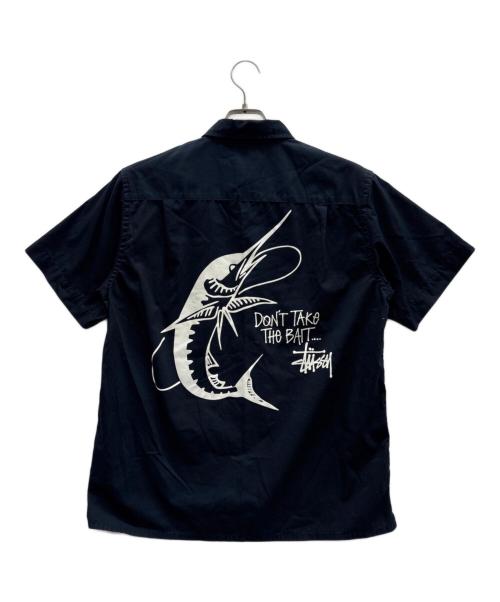 stussy（ステューシー）stussy (ステューシー) 半袖ワークシャツ ネイビー サイズ:Mの古着・服飾アイテム