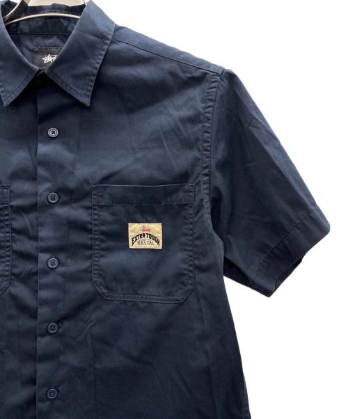 stussy（ステューシー）stussy (ステューシー) 半袖ワークシャツ ネイビー サイズ:Mの古着・服飾アイテム