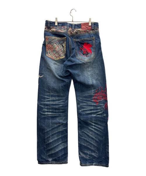 錦（ニシキ）錦 (ニシキ) エヴァンゲリオン (エヴァンゲリオン) 刺繍デニムパンツ インディゴ サイズ:32の古着・服飾アイテム
