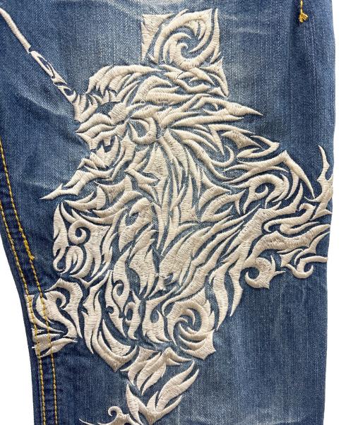 錦（ニシキ）錦 (ニシキ) エヴァンゲリオン (エヴァンゲリオン) 刺繍デニムパンツ インディゴ サイズ:32の古着・服飾アイテム