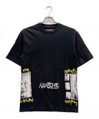 ANARCHIC ADJUSTMENT×PALACEアナーキック・アジャストメント×パレス）の古着「プリントTシャツ」｜ブラック×ホワイト