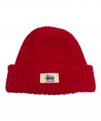 stussyステューシー）の古着「ニット帽」｜レッド