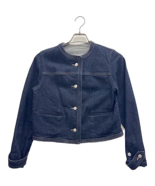 anuans（アニュアンス）anuans (アニュアンス) ノーカラーデニムジャケット ブルー サイズ:Freeの古着・服飾アイテム