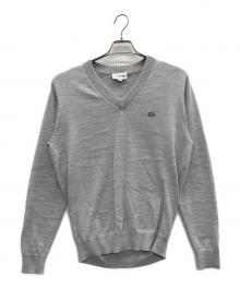 LACOSTE（ラコステ）の古着「Vネックニット」｜ライトグレー