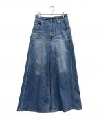 Somethingサムシング）の古着「デニムワイドパンツ」｜スカイブルー