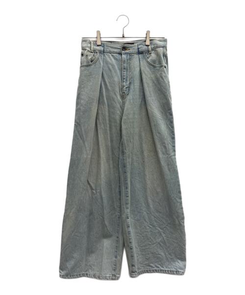 JEANASIS（ジーナシス）JEANASIS (ジーナシス) タックデニムワイドパンツ ブルー サイズ:Sの古着・服飾アイテム