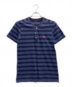 BURBERRY BLACK LABELバーバリーブラックレーベル）の古着「ヘンリーネックカットソー」｜ネイビー×ブラック