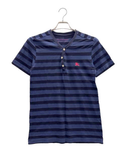 BURBERRY BLACK LABEL（バーバリーブラックレーベル）BURBERRY BLACK LABEL (バーバリーブラックレーベル) ヘンリーネックカットソー ネイビー×ブラック サイズ:2の古着・服飾アイテム