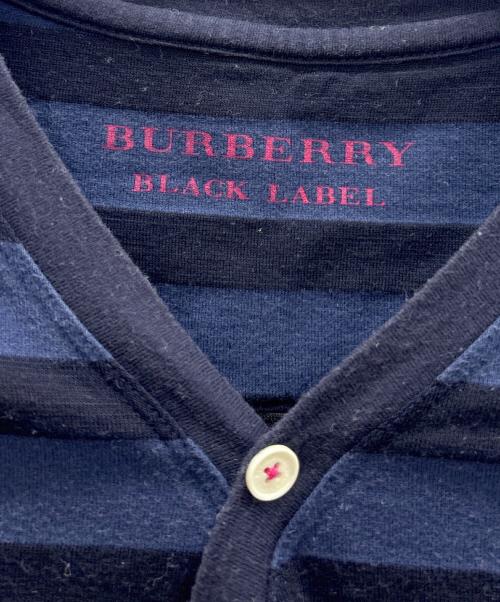 BURBERRY BLACK LABEL（バーバリーブラックレーベル）BURBERRY BLACK LABEL (バーバリーブラックレーベル) ヘンリーネックカットソー ネイビー×ブラック サイズ:2の古着・服飾アイテム