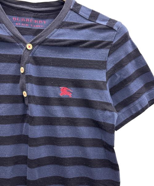 BURBERRY BLACK LABEL（バーバリーブラックレーベル）BURBERRY BLACK LABEL (バーバリーブラックレーベル) ヘンリーネックカットソー ネイビー×ブラック サイズ:2の古着・服飾アイテム