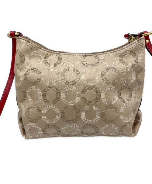 COACH（コーチ）COACH (コーチ) ショルダーバッグ ベージュ×レッドの古着・服飾アイテム