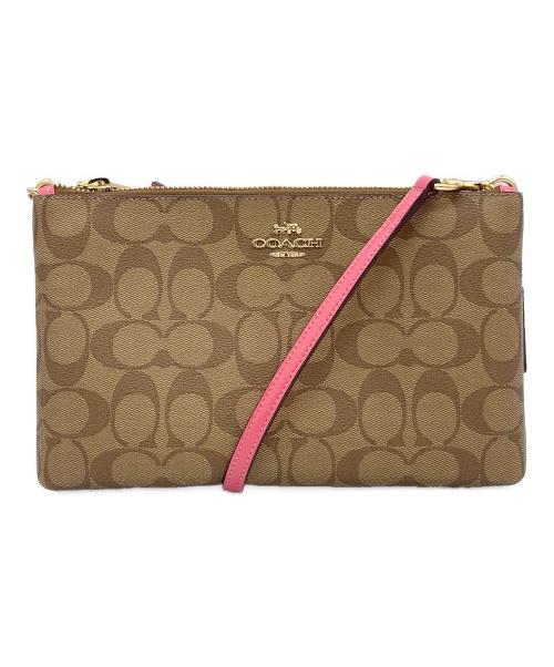 COACH（コーチ）COACH (コーチ) ショルダーバッグ ブラウン×ピンクの古着・服飾アイテム