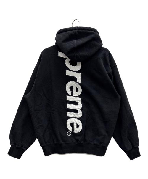 SUPREME（シュプリーム）SUPREME (シュプリーム) サテンアップリケロゴプルオーバーパーカー ブラック×ホワイト サイズ:Lの古着・服飾アイテム