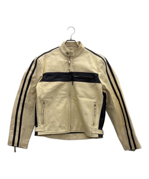 AWD Leather's（-）AWD Leather's (-) ライダースジャケット アイボリー×ブラック サイズ:Mの古着・服飾アイテム