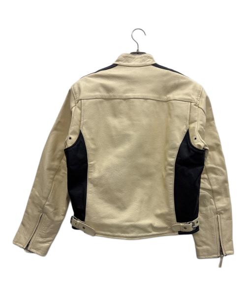 AWD Leather's（-）AWD Leather's (-) ライダースジャケット アイボリー×ブラック サイズ:Mの古着・服飾アイテム