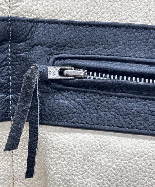 AWD Leather's（-）AWD Leather's (-) ライダースジャケット アイボリー×ブラック サイズ:Mの古着・服飾アイテム