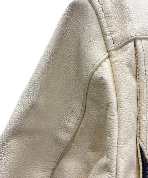 AWD Leather's（-）AWD Leather's (-) ライダースジャケット アイボリー×ブラック サイズ:Mの古着・服飾アイテム