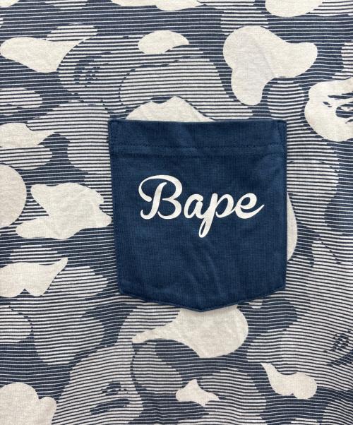 A BATHING APE（ア ベイシング エイプ）A BATHING APE (ア ベイシング エイプ) ロングスリーブカットソー ネイビー×ホワイト サイズ:Mの古着・服飾アイテム