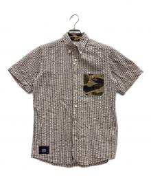 A BATHING APE（ア ベイシング エイプ）の古着「半袖シャツ」｜ベージュ×ブルー