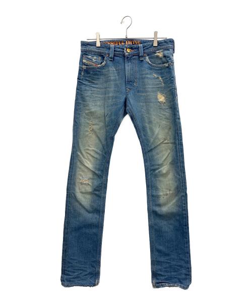 DIESEL（ディーゼル）DIESEL (ディーゼル) ダメージ加工デニムパンツ ブルー サイズ:71cm (W28)の古着・服飾アイテム