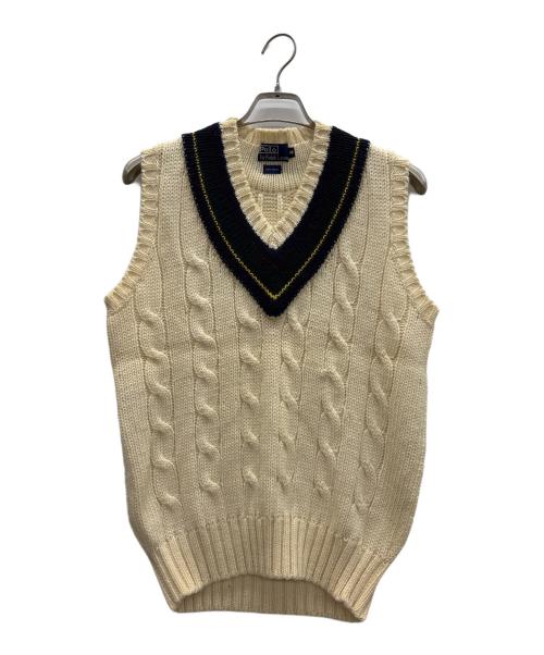 POLO RALPH LAUREN（ポロ・ラルフローレン）POLO RALPH LAUREN (ポロ・ラルフローレン) クリケットベスト アイボリー×ネイビー サイズ:Mの古着・服飾アイテム