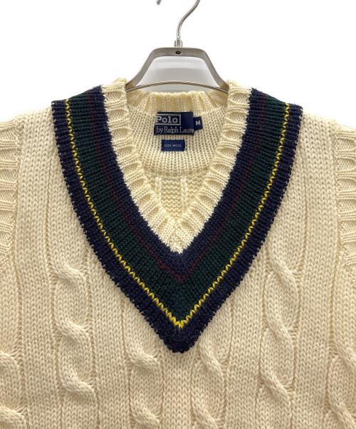POLO RALPH LAUREN（ポロ・ラルフローレン）POLO RALPH LAUREN (ポロ・ラルフローレン) クリケットベスト アイボリー×ネイビー サイズ:Mの古着・服飾アイテム