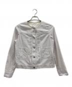 HUMAN WOMANヒューマンウーマン）の古着「ノーカラージャケット」｜グレー×ホワイト