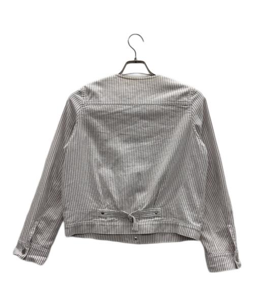 HUMAN WOMAN（ヒューマンウーマン）HUMAN WOMAN (ヒューマンウーマン) ノーカラージャケット グレー×ホワイト サイズ:Mの古着・服飾アイテム