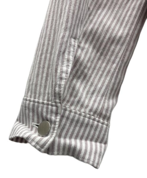 HUMAN WOMAN（ヒューマンウーマン）HUMAN WOMAN (ヒューマンウーマン) ノーカラージャケット グレー×ホワイト サイズ:Mの古着・服飾アイテム