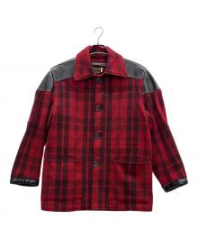 STYLE EYES（スタイルアイズ）の古着「レザーバッファローチェックジャケット」｜レッド×ブラック