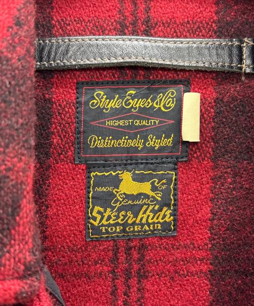 STYLE EYES（スタイルアイズ）STYLE EYES (スタイルアイズ) レザーバッファローチェックジャケット レッド×ブラック サイズ:36の古着・服飾アイテム