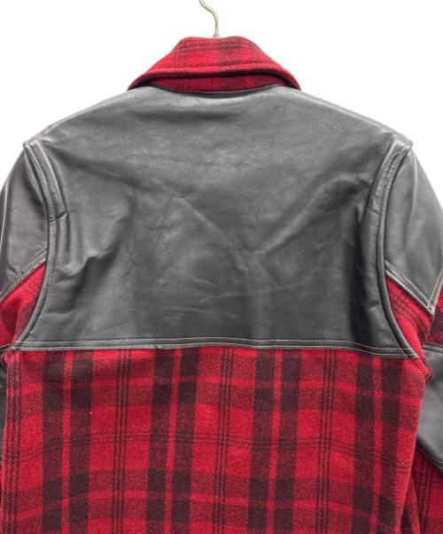 STYLE EYES（スタイルアイズ）STYLE EYES (スタイルアイズ) レザーバッファローチェックジャケット レッド×ブラック サイズ:36の古着・服飾アイテム