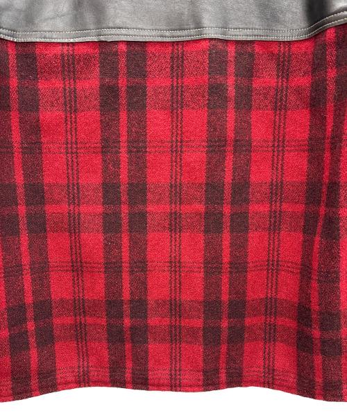 STYLE EYES（スタイルアイズ）STYLE EYES (スタイルアイズ) レザーバッファローチェックジャケット レッド×ブラック サイズ:36の古着・服飾アイテム