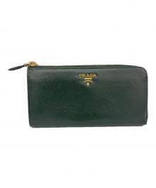 PRADA（プラダ）の古着「L字ファスナー長財布」｜グリーン
