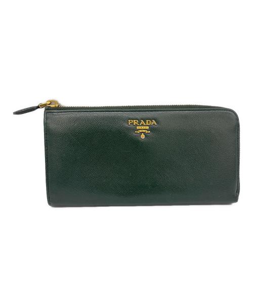 PRADA（プラダ）PRADA (プラダ) L字ファスナー長財布 グリーンの古着・服飾アイテム