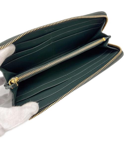 PRADA（プラダ）PRADA (プラダ) L字ファスナー長財布 グリーンの古着・服飾アイテム