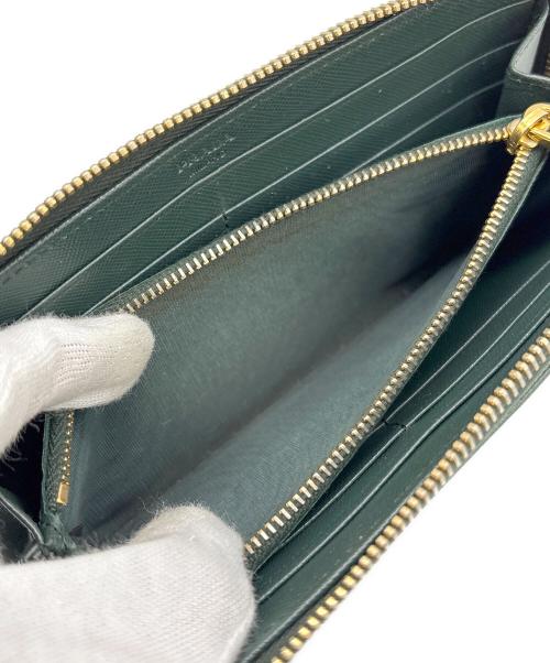 PRADA（プラダ）PRADA (プラダ) L字ファスナー長財布 グリーンの古着・服飾アイテム