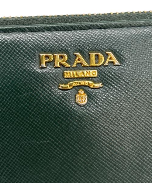 PRADA（プラダ）PRADA (プラダ) L字ファスナー長財布 グリーンの古着・服飾アイテム