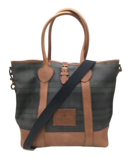 POLO RALPH LAUREN（ポロ・ラルフローレン）POLO RALPH LAUREN (ポロ・ラルフローレン) 2WAYトートバッグ グリーン×ブラックの古着・服飾アイテム