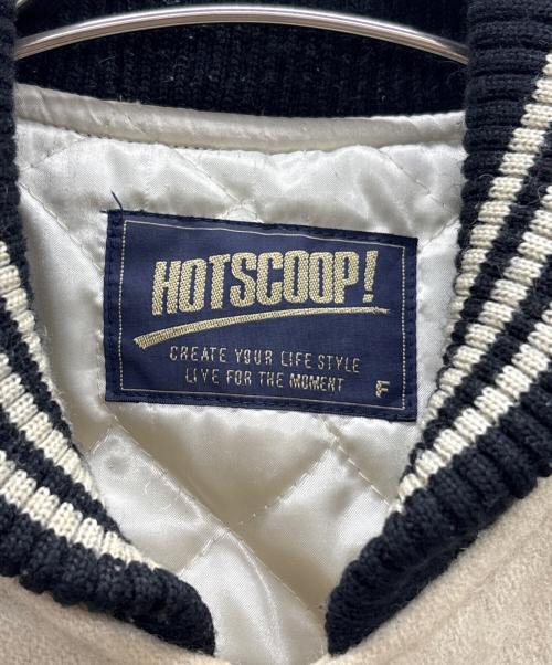 HOT SCOOP（ホットスクープ）HOT SCOOP (ホットスクープ) レザー切替スタジャン ベージュ×ブラック サイズ:Freeの古着・服飾アイテム
