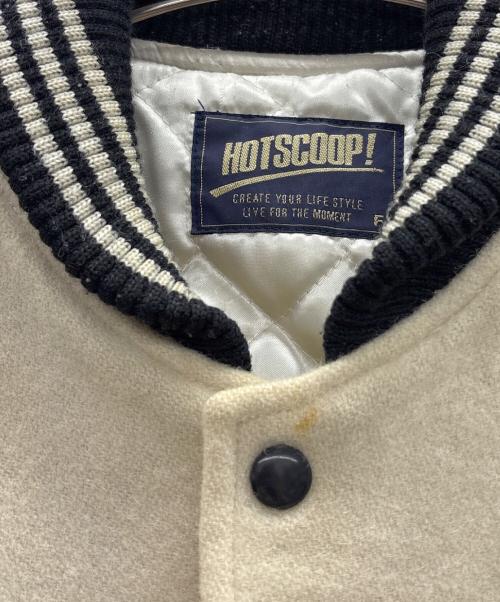 HOT SCOOP（ホットスクープ）HOT SCOOP (ホットスクープ) レザー切替スタジャン ベージュ×ブラック サイズ:Freeの古着・服飾アイテム