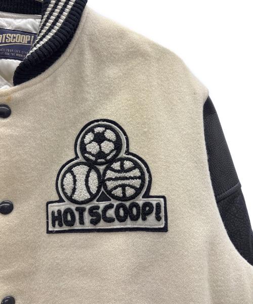 HOT SCOOP（ホットスクープ）HOT SCOOP (ホットスクープ) レザー切替スタジャン ベージュ×ブラック サイズ:Freeの古着・服飾アイテム
