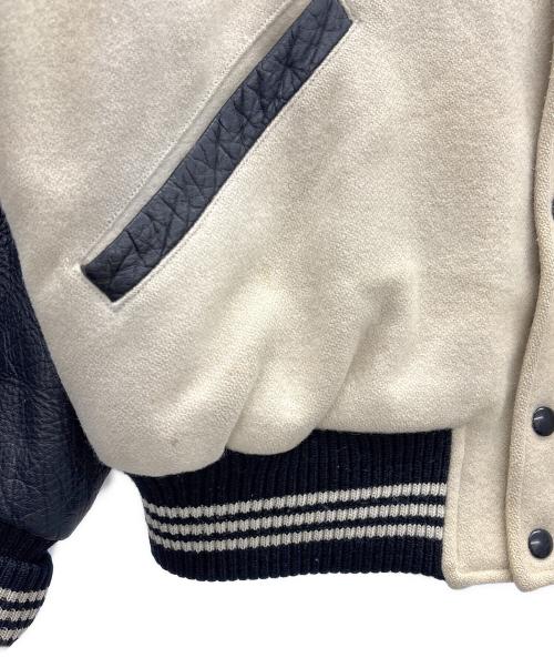 HOT SCOOP（ホットスクープ）HOT SCOOP (ホットスクープ) レザー切替スタジャン ベージュ×ブラック サイズ:Freeの古着・服飾アイテム